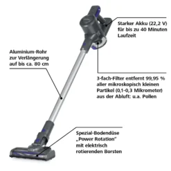 CLEANmaxx Akku-Zyklon-Staubsauger - 3-fach-Filter - Anthrazit/blau -Rowesc Verkaufe 03ca5f7b42d73f0ee1a50f6c76a17656