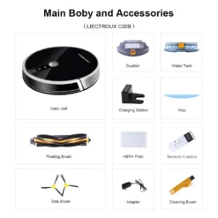 LIECTROUX C30B Automatischer Roboter-Staubsauger 5000Pa Starke Saugleistung Intelligente Dynamische Navigation APP-Fernbedienung Intelligentes Nasswischen Sprachsteuerung Kompatibel Mit Alexa Google Assistant -Rowesc Verkaufe 13e3fe1e68e4051fcafcb5537604217a