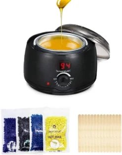 Wachs-Haarentfernung, Wachswärmer/Wachswärmer Elektrischer Wachswärmer Haarentfernungs-Wachs-Kit, 4 X 100 G Hartwachsbohnen + 20 Wachsstäbchen