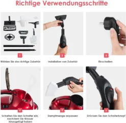 COSTWAY Dampfreiniger Mit 19 Zubehoerteilen, Bodendampfreiniger Fuer Teppiche, Fussboeden, Fenster Und Autos / 2000W / 4 Bar / 1,5L Tank/bis 108℃ / LED/Dampfzeit Bis 45 Min. -Rowesc Verkaufe 18a717e21494aeced2793059c7dc4f2d