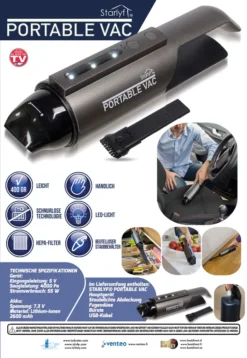 Starlyf® Portable Vac - Kabelloser Handstaubsauger, USB, Autostaubsauger Kabellos, LED-Beleuchtung, 7,3 V, HEPA-Filter, Beutellos - Aus Der TV Werbung -Rowesc Verkaufe 21d17cf670da84315ae164ffa5b1a31f