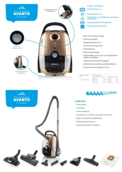 ETA Bodenstaubsauger AVANTO Gold ETA351990000, 700 Watt, Mit Beutel, Geeignet Für Haushalt Mit Haustieren -Rowesc Verkaufe 232f521c6a162fd954097a2f8fb6a429