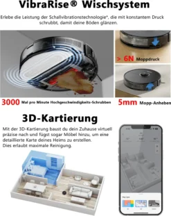 Roborock S8 Staubsauger Roboter 6000Pa Mit DuoRoller-Bürste VibraRise Wischen 3D-Mapping 3D-Strukturiertes Licht LiDAR Kindersicherung APP Control Saugroboter (Schwarz) (Upgrade S7) -Rowesc Verkaufe 2c2fa3d2f7aae9a8ea2d65c42efba394