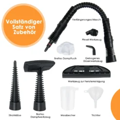 COSTWAY Dampfreiniger Inkl. 9 Zubehör, Handdampfreiniger, Dampfreinigen Handgerät 3 Bar / 250ml / 1050W / 4min Aufheizzeit/für Teppiche, Vorhänge, Autositze, Küche (Orange) -Rowesc Verkaufe 2e321358e2bcf778829cf09aa9d3d03b