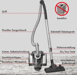 ProfiCare® Staubsauger Beutellos Für Parkett, Teppich, Fliesen, 700 Watt Bodenstaubsauger Mit HEPA-Filter, Staubsauger Ohne Beutel Inkl. 3 Bürsten Und 4-fach Mikrofiltersystem, PC-BS 3110 -Rowesc Verkaufe 37b78df2502d8606685881116e39c66e