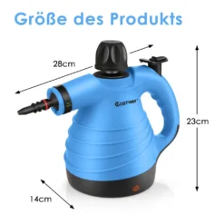 COSTWAY Dampfreiniger Inkl. 9 Zubehör, Handdampfreiniger, Dampfreinigen Handgerät 3 Bar / 250ml / 1050W / 4min Aufheizzeit/für Teppiche, Vorhänge, Autositze, Küche (Blau) -Rowesc Verkaufe 4b62268b6add5a81bc5dc6cb8fecea9c