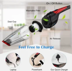 Andeman Staubsauger Kabellos Handstaubsauger Akku Autosauger Nass/Trocken Funktion Für Haus Und Auto 120W, 2200mAh 7200PA -Rowesc Verkaufe 5739b9e7d132265871bedacfdef0e2a3