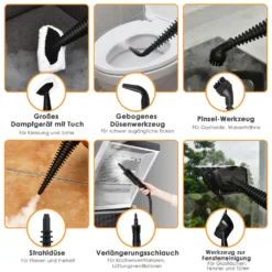 COSTWAY Dampfreiniger Inkl. 9 Zubehör, Handdampfreiniger, Dampfreinigen Handgerät 3 Bar / 250ml / 1050W / 4min Aufheizzeit/für Teppiche, Vorhänge, Autositze, Küche (Orange) -Rowesc Verkaufe 5882b3ac85b1bc3e4f9b769fd4b71f90