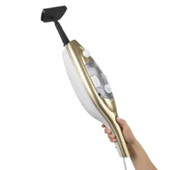 CLEANmaxx Dampfbesen - Mit Knickgelenk - Gold/weiß Dampfreiniger Steam Hygiene Fliesen Küche Bad Reinigung -Rowesc Verkaufe 588b31439f946ea165db3464231a03a7