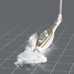 CLEANmaxx Dampfbesen - Mit Knickgelenk - Gold/weiß Dampfreiniger Steam Hygiene Fliesen Küche Bad Reinigung -Rowesc Verkaufe 637dc5173bea3816c28db09115142505