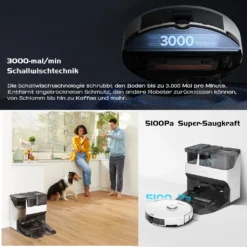 Roborock S7 Pro Ultra Sonic Staubsauger Roboter Mit Empty Wash Fill Dock Absaugstation 5100Pa Selbstwaschend Selbstauffüllend Selbstentleerend LiDAR APP Weiß (Upgrade Von Roborock S7,VS S7 MaxV Ultra/S8 Pro Ultra) -Rowesc Verkaufe 63f6e9d2cb345a74cf3702b0f81bceca 1
