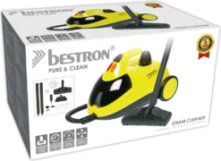 Bestron Dampfreiniger Mit 12-Teiligen Zubehör-Set, Inkl. Kindersicherung & 10m Aktionsradius, 4 Bar Dampfdruck, Kapazität: 1,5 L, Ideal Für Bäder Und Küchen, 1500 Watt, Farbe: Gelb -Rowesc Verkaufe 68272e4d211588bada9c369dc9b12bfe