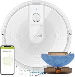 Kyvol E31 Saugroboter Mit Wischfunktion 2200Pa Wischroboter, 150Min. Laufzeit, Smart Navigation, Funktioniert Mit Alexa,ideal Für Tierhaare, Teppiche Und Hartböden, Weiß [+]