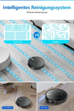 Proscenic 850T WLAN 3-in-1 Saugroboter Mit Wischfunktion Staubsauger Roboter Saug-Wisch-Roboter Wischroboter Kombi-Gerät 3,000Pa 2600mAh Alexa Google Home APP -Rowesc Verkaufe 7e77a3afbc8aa69559b4cb9696286f16