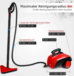 Dampfreiniger, Multifunktions-Dampfreiniger 1500W 1,5L Wassertank, 4,87m Netzkabel, Mit 18 Zubehörteilen, Geeignet Für Fußböden, Autositze, Matratzen, Küchen, Badezimmer, Fenster, Teppiche Usw -Rowesc Verkaufe 8a57c108dcd1607ec23c87b3d40a56fa