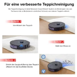 Roborock S8 Staubsauger Roboter Saugroboter 6000 Pa DuoRoller-Bürste VibraRise Wischen 3D-Mapping Reactive 3D-Hindernisumgehung (Schwarz) Mit 2pcs Mopp -Rowesc Verkaufe 8d31793235e4f1708e5a29107a8a42e9