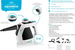 ETA AQUABELO Handdampfreiniger ETA126490000, 1000 W , Betriebsdruck 3 Bar, Dampf In 2-3 Minuten, Wassertankvolumen 220 Ml, Kabellänge 5 M -Rowesc Verkaufe 99174c175e40e334d9d055dbc77572f1