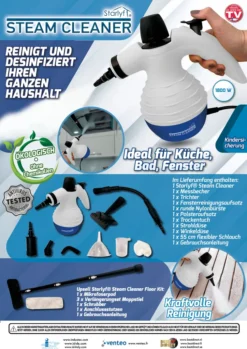 Starlyf® Steam Cleaner, Tragbarer Dampfreiniger, Dampfente, 0,35 L, 1050 W, 2,8 Bar, Weiß -Rowesc Verkaufe 9c573ce34e0358a68e3ea3b9ab4aa02b