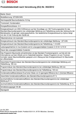 Bosch Serie 4 WTH85VWIN, Freistehend, Frontlader, Wärmepumpe, Weiß, Drehregler, Berührung, Rechts -Rowesc Verkaufe 9d7671012b9943a1cd44131ecd4bb3dd