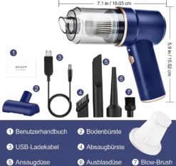 Kabelloser Handstaubsauger Für Auto,Handstaubsauger Akku Stark Mit LED Taschenlampe,Nass Trocken Wiederaufladbar 120W Kabellos Handsauger Für Tastatursauger,PC,Haus,Bürogeräte -Rowesc Verkaufe bf0fe14d7d35eb83301f44a5d74a733a