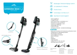 ETA SUPERSONIC WASH ETA523190000 Multifunktionaler Handstaubsauger, 135 W, 21,6 V Li-Ion-Akku, Digitalmotor, LED-Beleuchtung, HEPA-Filter, Saugt, Reinigt Tief, Trocknet, Wischt -Rowesc Verkaufe e9ea62ac5958f49cd828b6013233ddeb