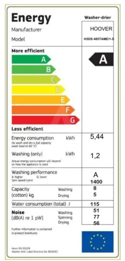 Waschtrockner Hoover H-WASH 300 PLUS H3DS 485TAME/1-S Frontlader NFC-Technologie Power Care System -Rowesc Verkaufe f5d849d2f5fda2bb3e380d189fa14d4d