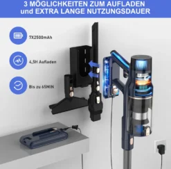 Akku Staubsauger-Staubsauger 30KPA/480W,S7 Staubsauger Kabellos,Starke Saugleistung Bis Zu 65 Min Laufzeit, 7-in-1 Staubsauger Beutellos, Smartes Touch Display, 180 ° Faltbar, 4 Leistungstufe -Rowesc Verkaufe fee6dc772a5dc8fdeb24c428e4f8b4d0
